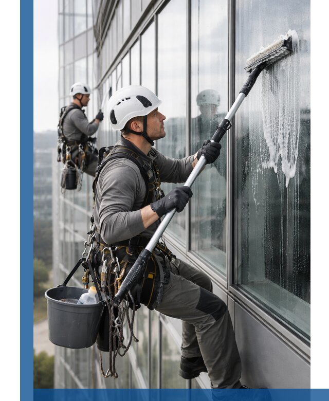 Высотная мойка сплошного остекления с выездом в Красногорске