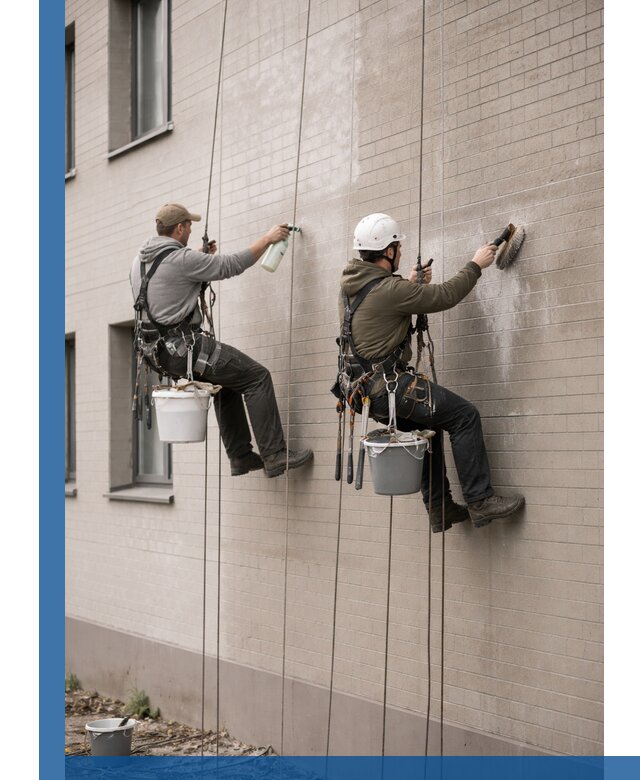 Удаление высолов с фасада зданий в Красногорске без повреждений и следов
