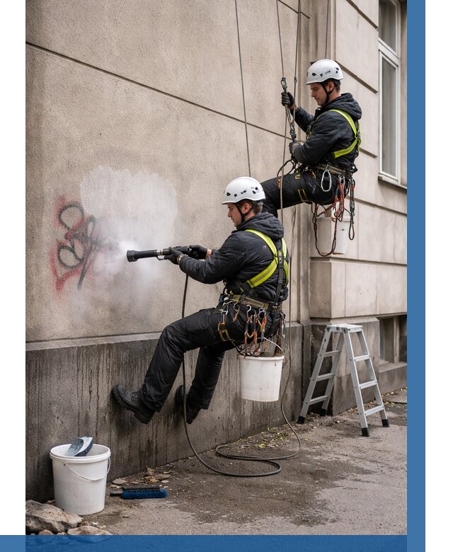 Удаление граффити с фасада в Красногорске от 4572 р. | ВЫСОТНИК-Крр