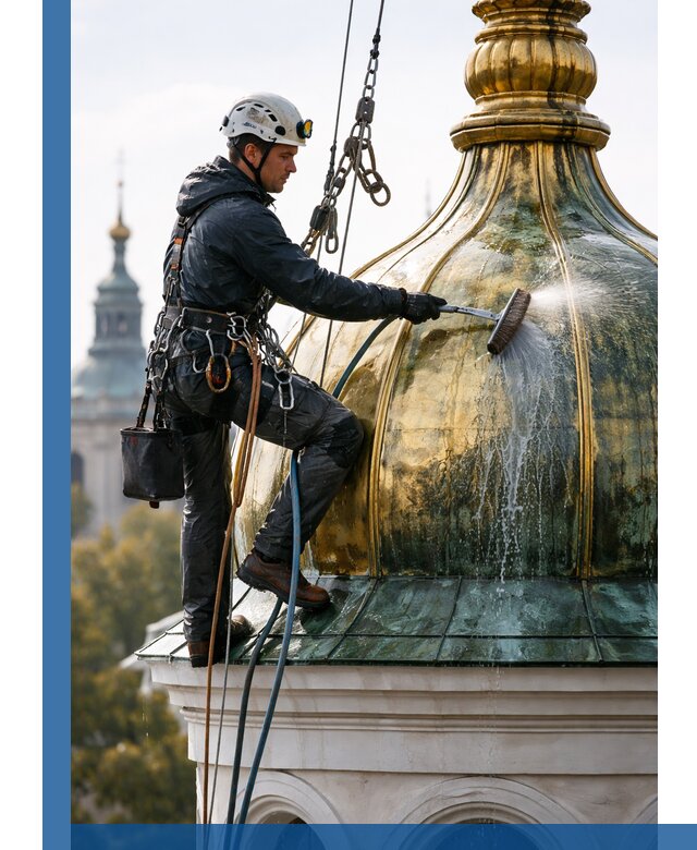 Профессиональная мойка куполов и шпилей высотными альпинистами в Красногорске