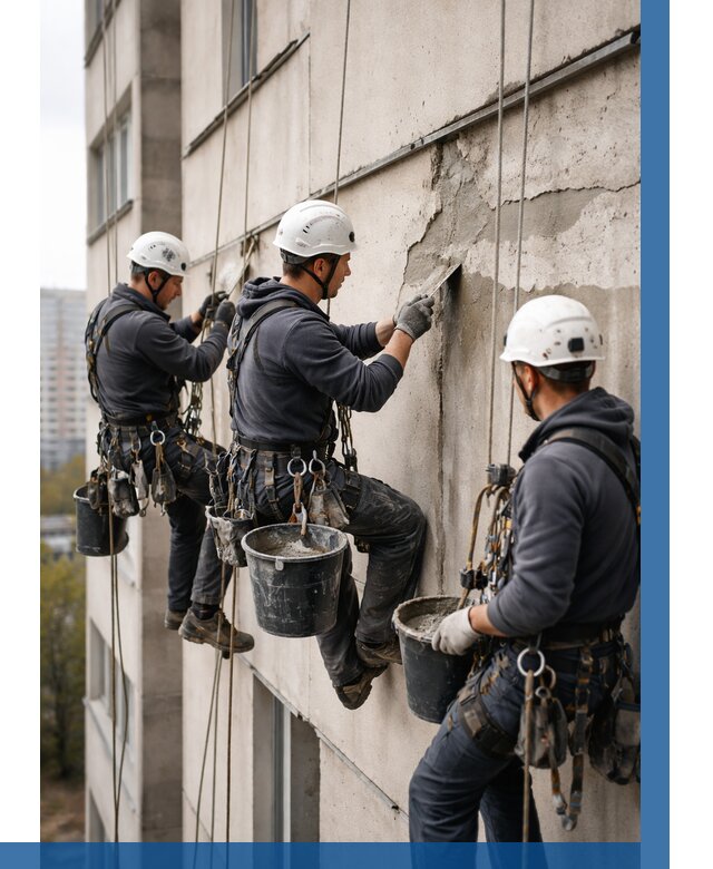 Ремонт бетонных элементов фасада в Красногорске от 2540 р. | ВЫСОТНИК-Крр