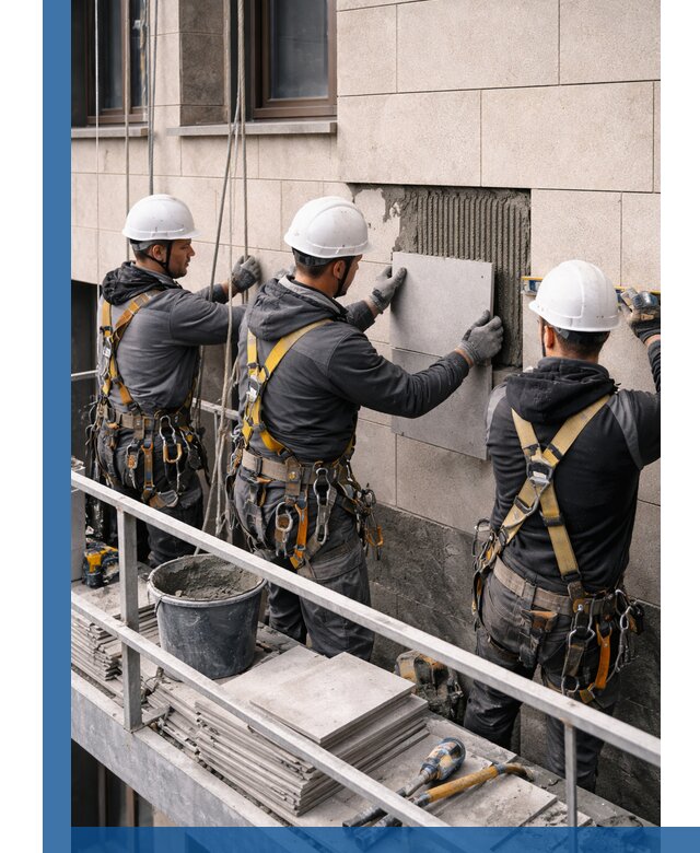 Ремонт облицовки фасада плиткой в Красногорске с гарантией