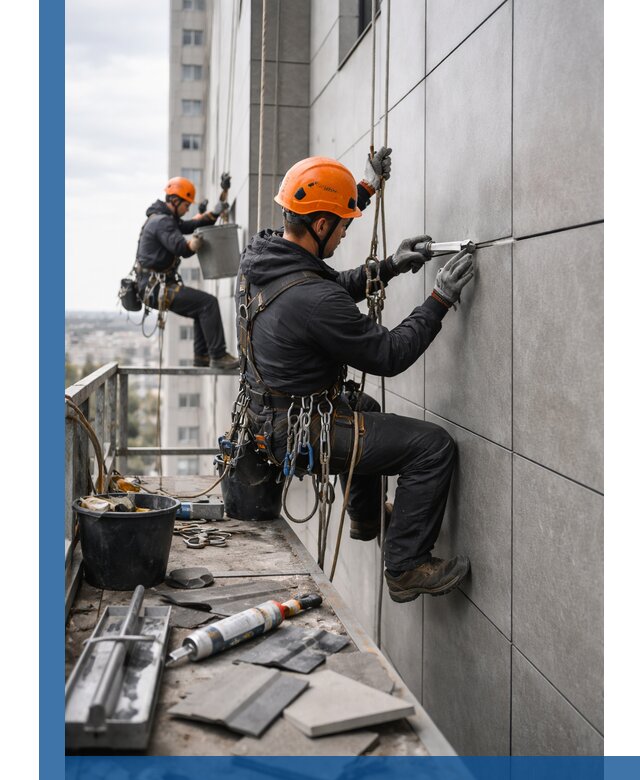 Профессиональный ремонт фасада из керамогранита в Красногорске