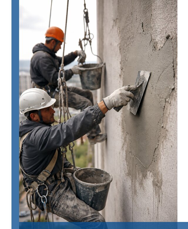 Штукатурка фасада на высоте в Красногорске профессиональные работы