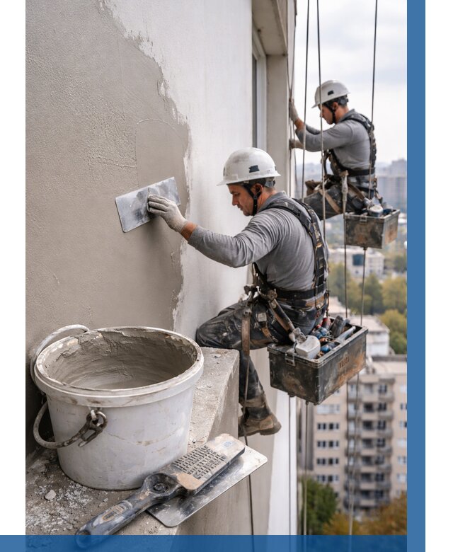 Шпаклевка фасада на высоте в Красногорске от 711 р. | ВЫСОТНИК-Крр