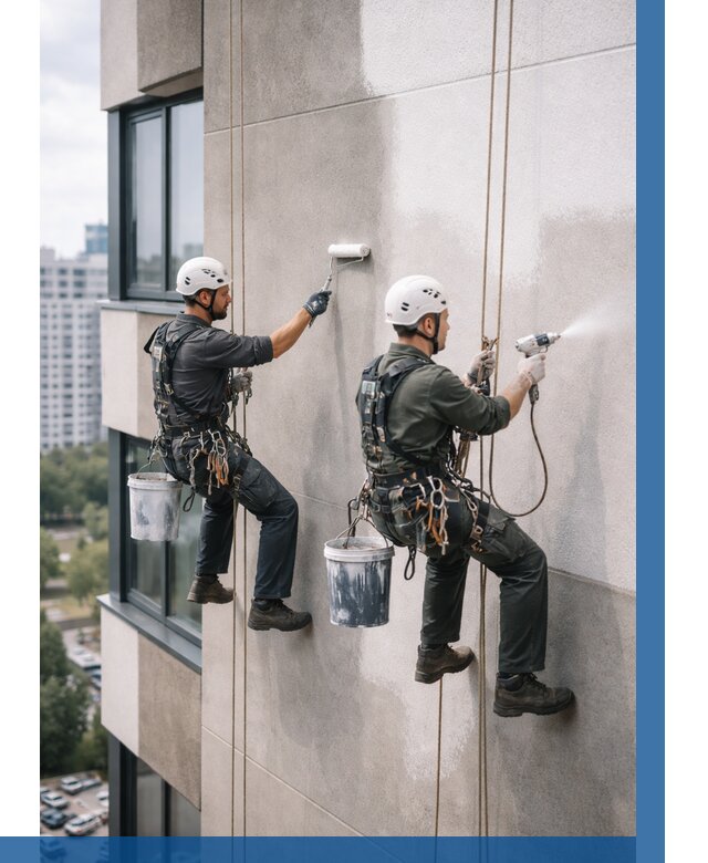 Покраска фасада альпинистами в Красногорске от 305 р. | ВЫСОТНИК-Крр