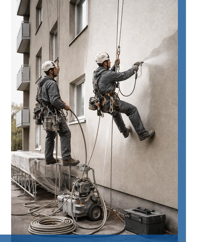 Безвоздушная покраска фасада в Красногорске от 224 р/м² | ВЫСОТНИК-Крр