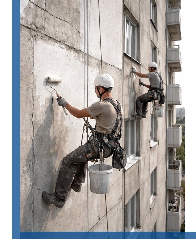 Покраска бетонного фасада в Красногорске для жилых и промышленных объектов