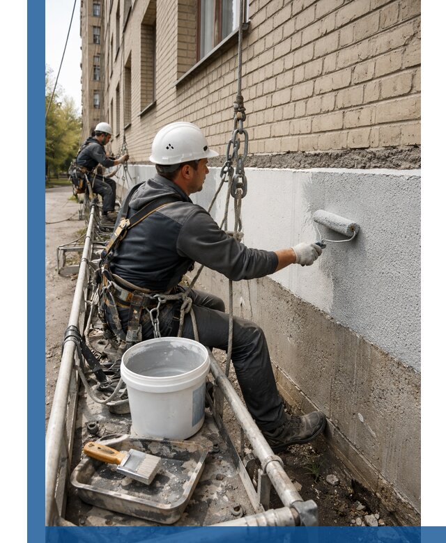 Окраска цоколя здания в Красногорске профессионально и надежно