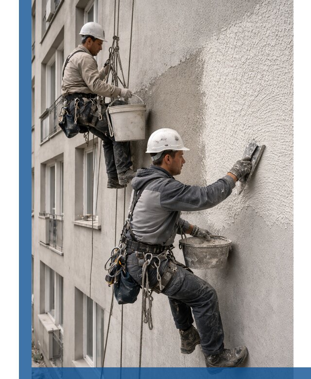 Нанесение декоративной штукатурки короед на фасад в Красногорске