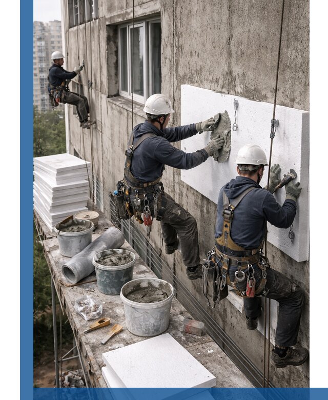 Утепление фасада пенополистиролом в Красногорске под ключ