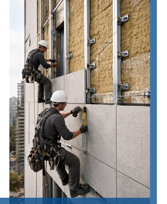 Монтаж вентилируемого фасада в Красногорске от 3556 р. | ВЫСОТНИК-Крр