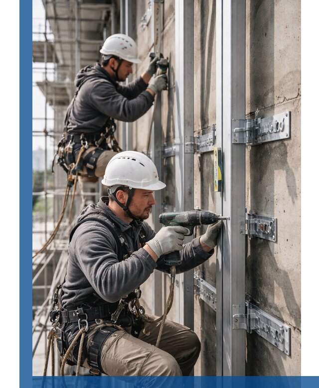 Монтаж и крепление подсистемы вентфасада в Красногорске