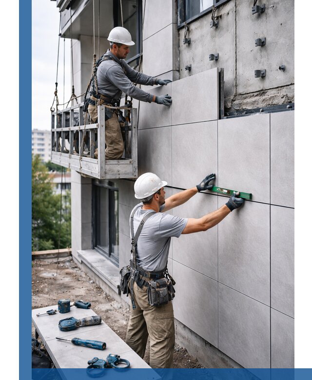 Монтаж керамогранита на фасад в Красногорске под ключ с гарантией качества