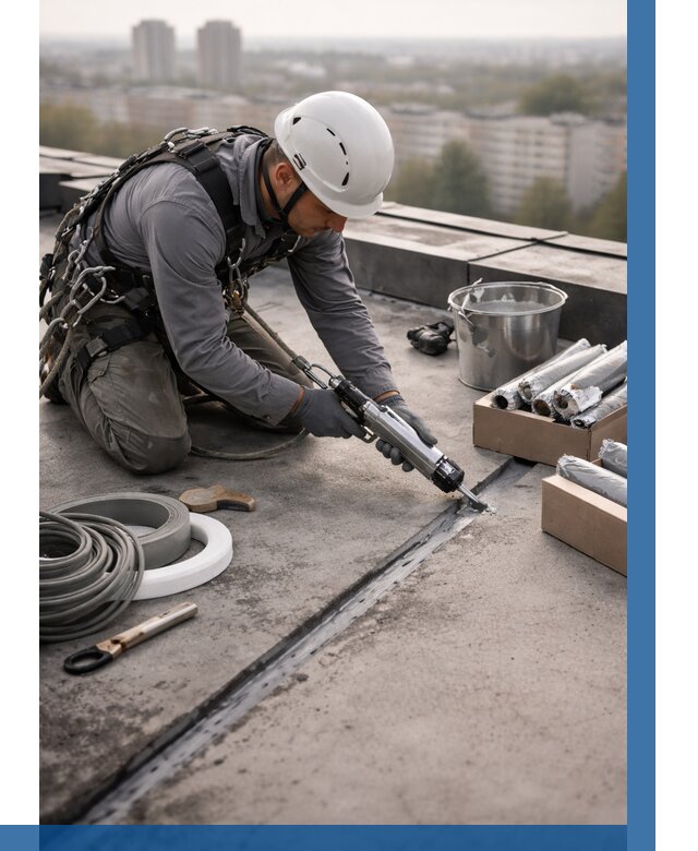 Герметизация швов кровли в Красногорске от 457 р./м2 | ВЫСОТНИК-Крр