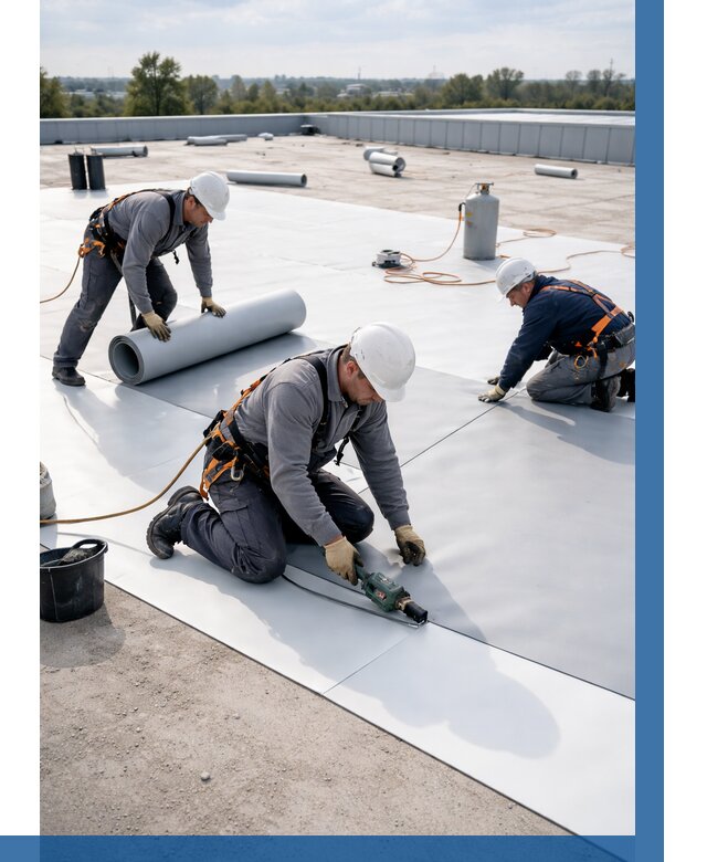 Монтаж мембранной кровли под ключ в Красногорске от 1219 р. | ВЫСОТНИК-Крр