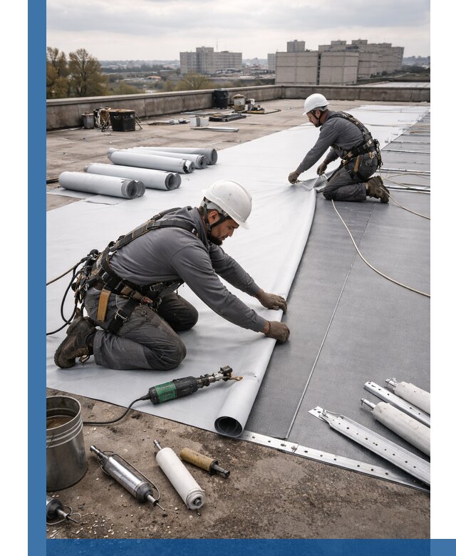 Монтаж мембранной кровли в Красногорске для промышленных зданий