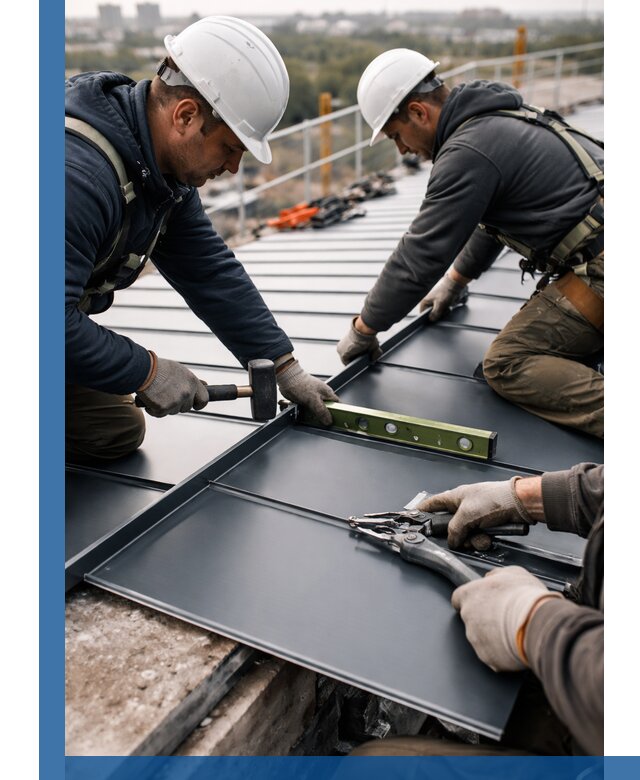 Монтаж фальцевой кровли в Красногорске для промышленных зданий