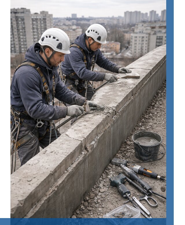 Ремонт парапета на кровле в Красногорске от 1524 р. | ВЫСОТНИК-Крр