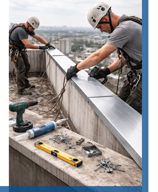 Монтаж парапетных крышек в Красногорске от 813 р. | ВЫСОТНИК-Крр