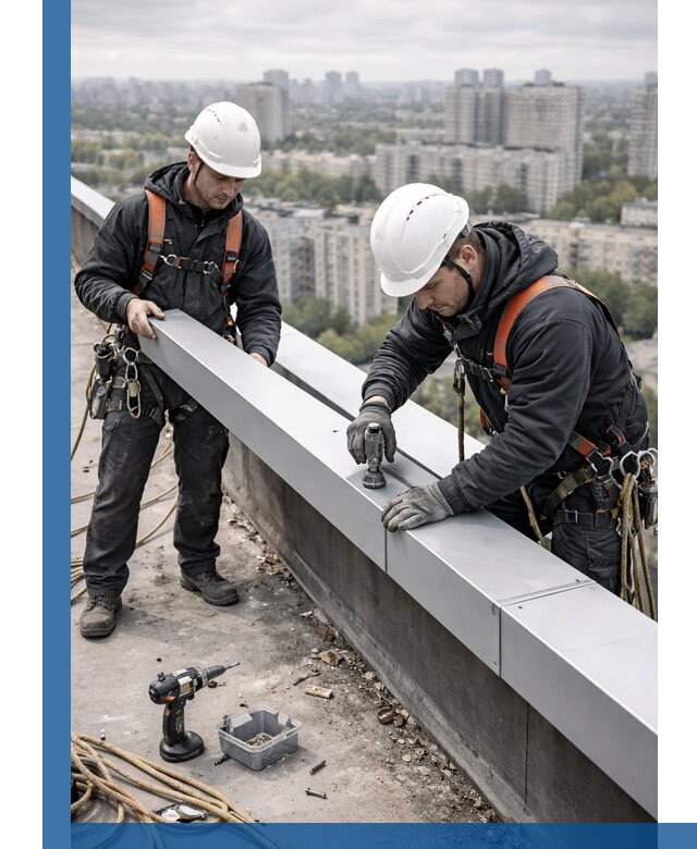 Монтаж парапетных крышек и ограждений кровли в Красногорске