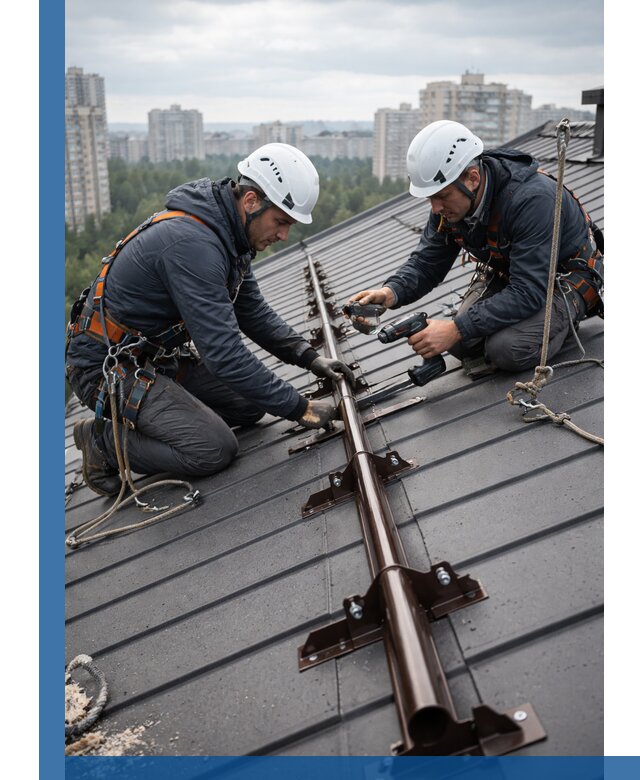 Монтаж снегозадержателей на кровле зданий в Красногорске под ключ