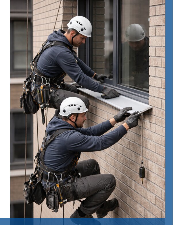 Монтаж оконных отливов под ключ в Красногорске от 3556 р. | ВЫСОТНИК-Крр