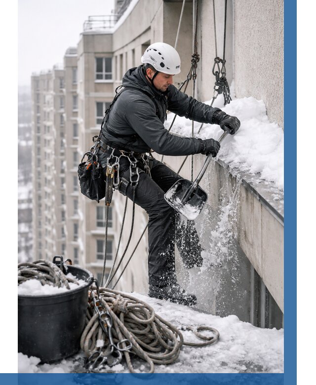 Очистка карнизов от снега в Красногорске от 305 р. | ВЫСОТНИК-Крр