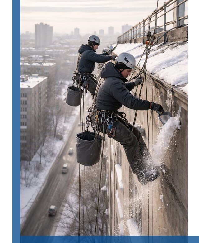 Очистка карнизов от снега в Красногорске профессионально и безопасно