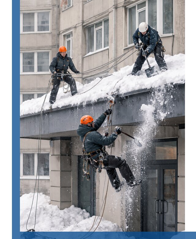 Безопасная очистка навесов от снега в Красногорске круглогодично