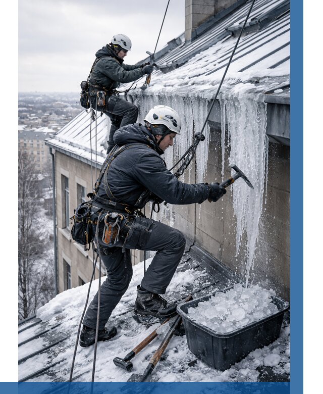 Удаление наледи с кровли в Красногорске от 5589 р. | ВЫСОТНИК-Крр