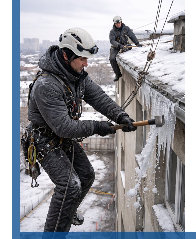 Сбивание и удаление сосулек с крыши в Красногорске безопасно
