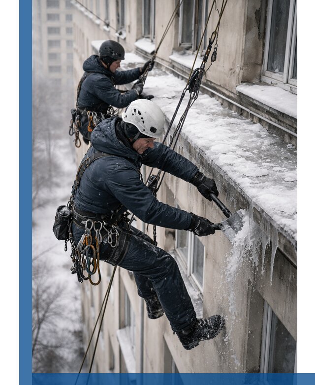 Удаление наледи и сосулек с карнизов в Красногорске профессионально