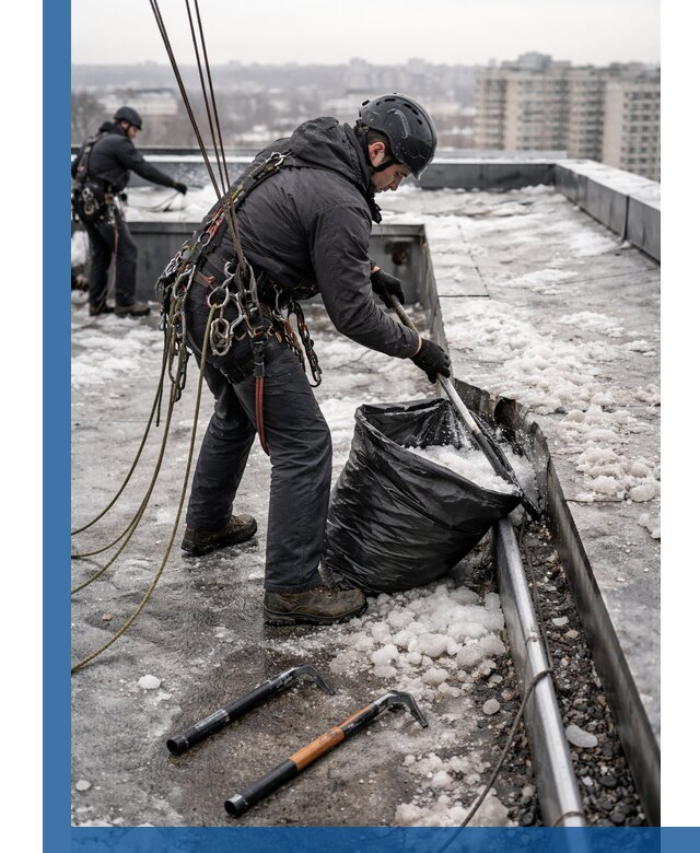 Аварийная очистка кровли в Красногорске от промальпинистов