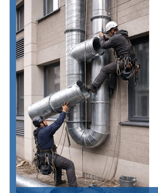 Монтаж фасадных воздуховодов в Красногорске с герметизацией и крепежом