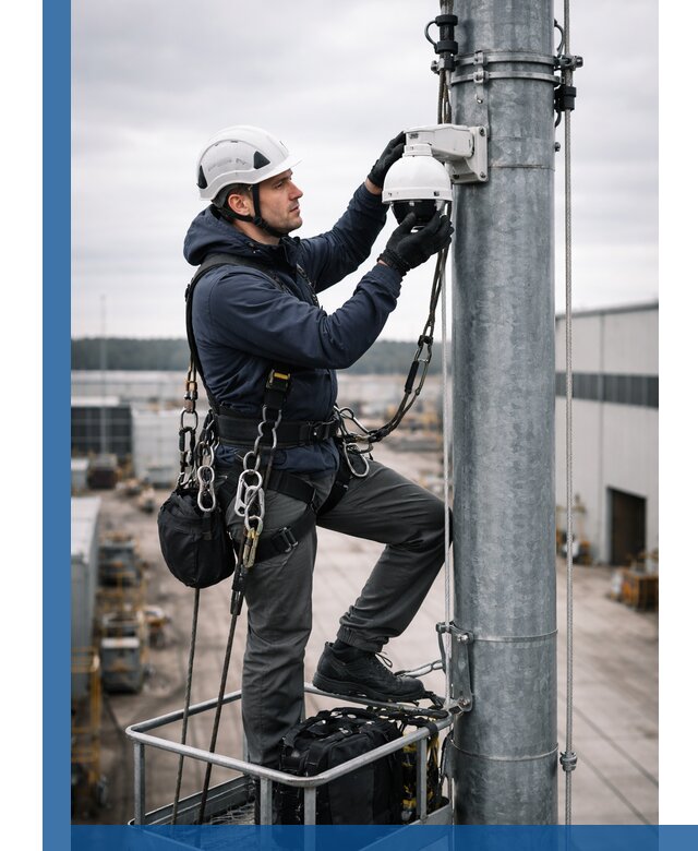 Профессиональная установка видеокамер на мачте в Красногорске