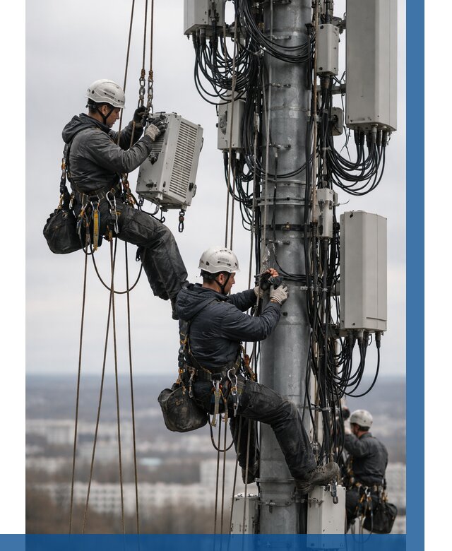 Монтаж оборудования связи на мачте в Красногорске от 7621 р. | ВЫСОТНИК-Крр