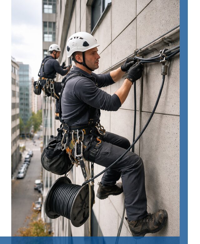 Прокладка кабеля по фасаду в Красногорске от 356 р. | ВЫСОТНИК-Крр