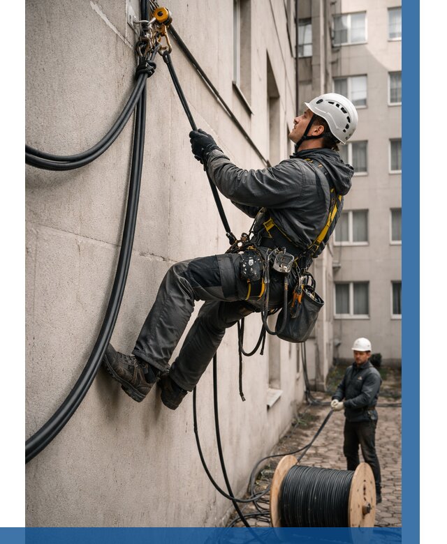 Протяжка кабеля питания на высоте в Красногорске от 457 р. | ВЫСОТНИК-Крр