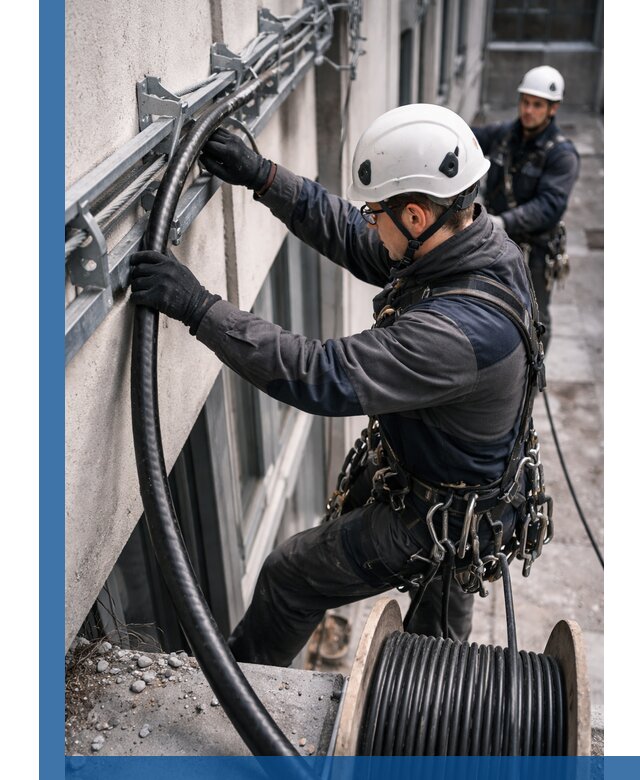 Протяжка кабеля питания на высоте в Красногорске с гарантией безопасности и качества