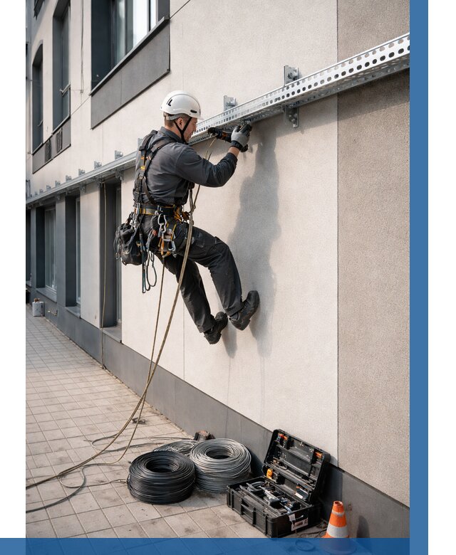 Монтаж кабельных лотков на фасаде в Красногорске от 1219 р. | ВЫСОТНИК-Крр