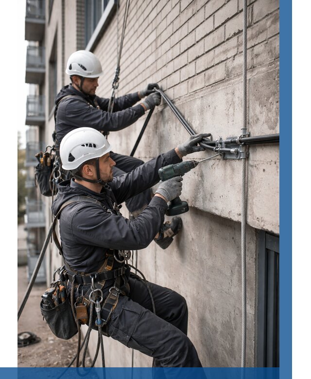 Крепление кабеля на фасаде в Красногорске от 356 р. | ВЫСОТНИК-Крр