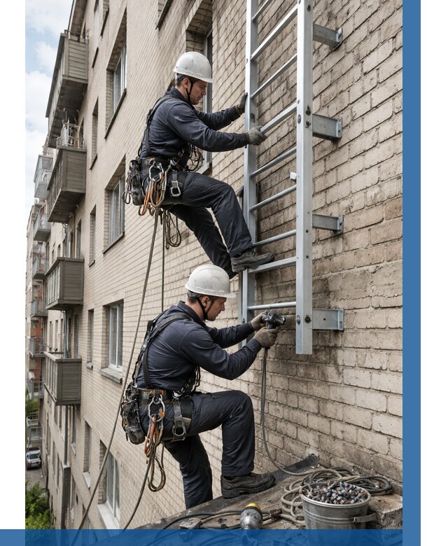 Монтаж пожарной лестницы в Красногорске от 25403 р заказать у ВЫСОТНИК-Крр