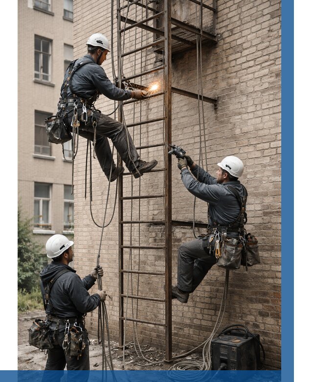 Ремонт пожарной лестницы в Красногорске от 7621 р. | ВЫСОТНИК-Крр