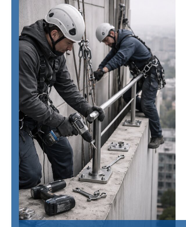 Монтаж перил на высоте в Красногорске для жилых и промобъектов