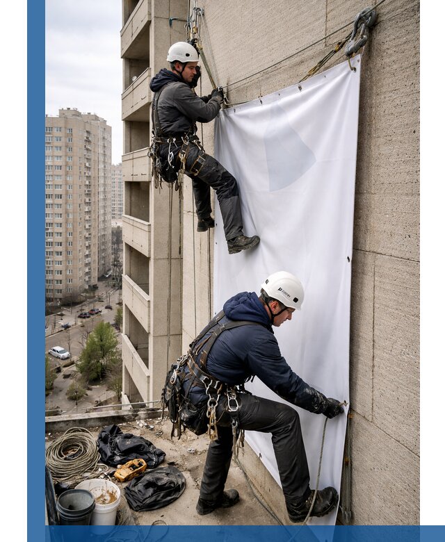 Профессиональный монтаж баннеров на фасаде в Красногорске