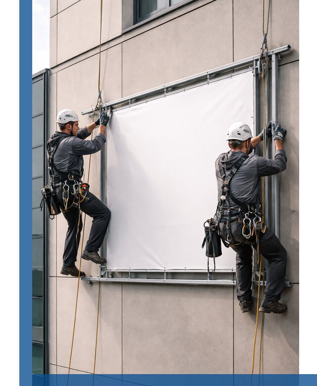 Монтаж наружной рекламной вывески в Красногорске под ключ