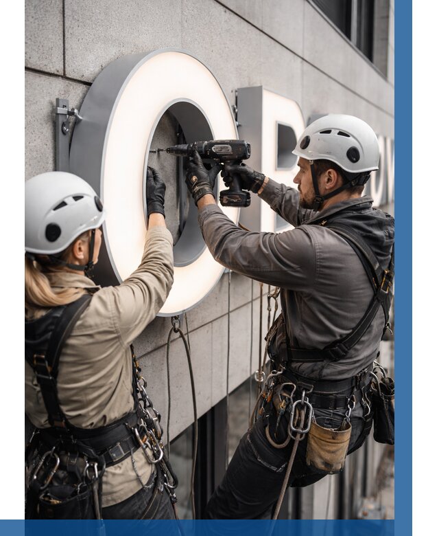 Монтаж световых букв в Красногорске от 3048 р. под ключ ВЫСОТНИК-Крр