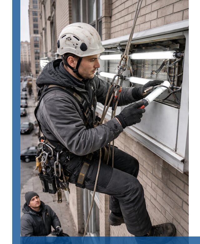 Профессиональная замена ламп в наружной вывеске в Красногорске
