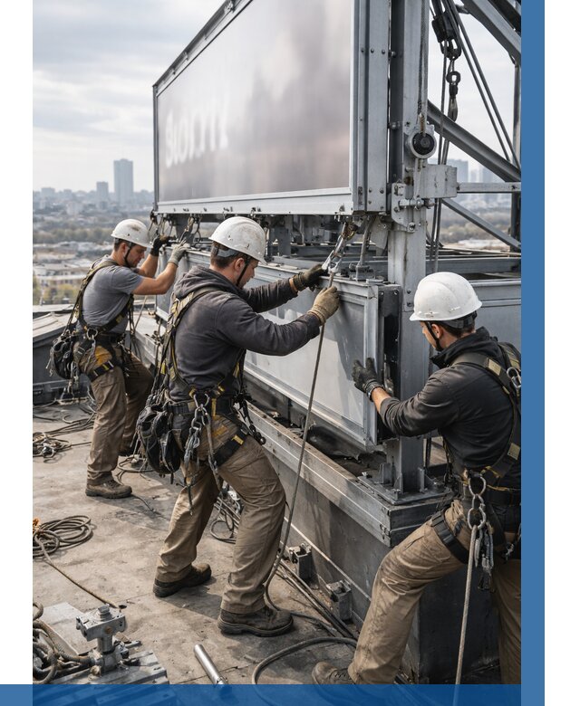 Монтаж крышной рекламной конструкции в Красногорске от 60966 р.|ВЫСОТНИК-Крр